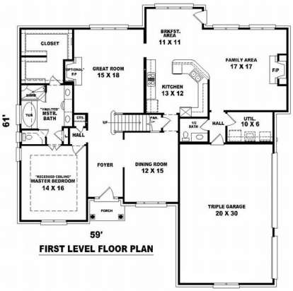 Floorplan 1 for House Plan #053-01116