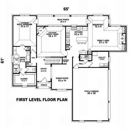 Floorplan 1 for House Plan #053-01117