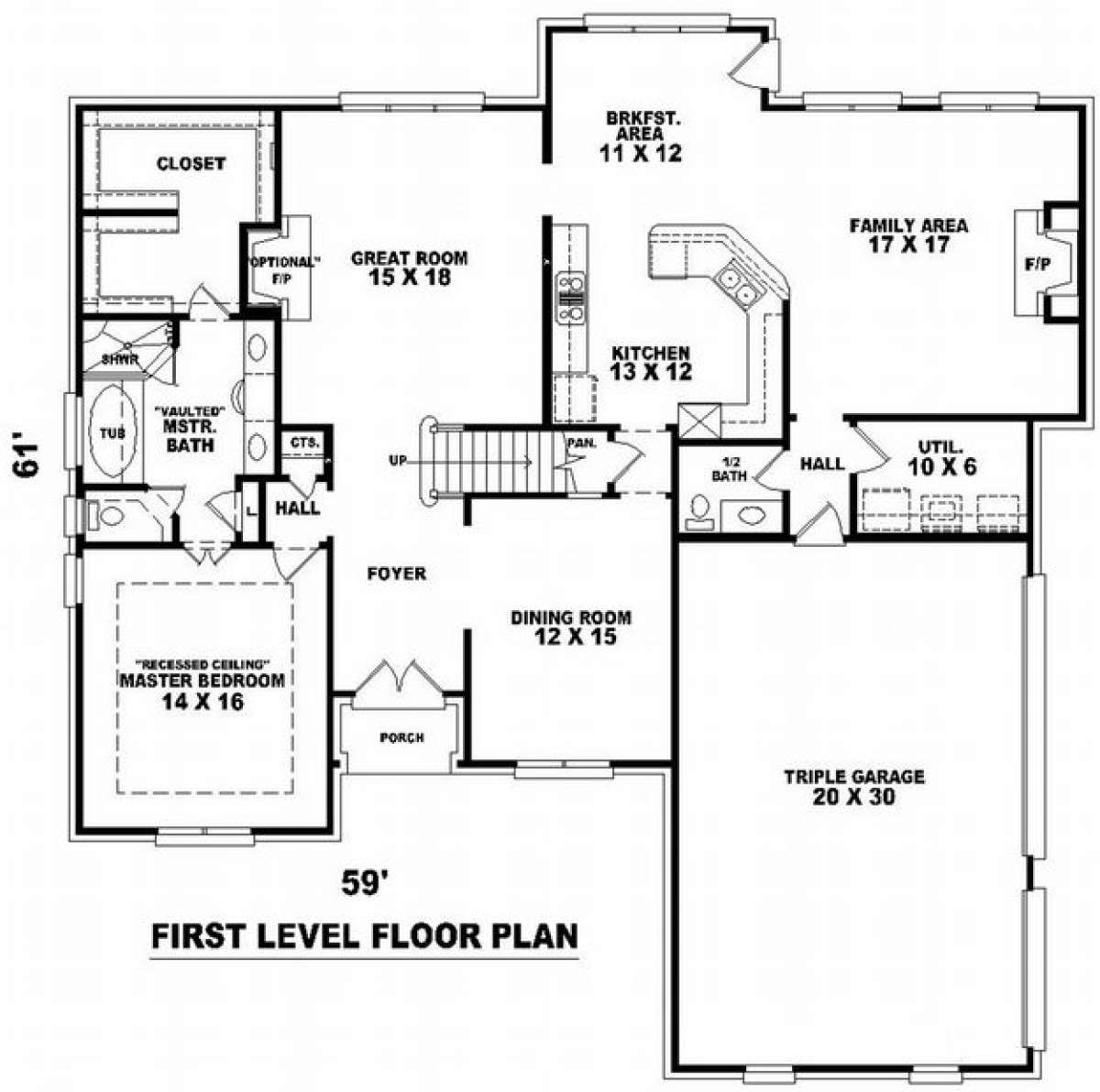 Floorplan 1 for House Plan #053-01119