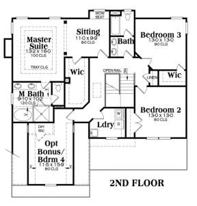 Second Floor for House Plan #009-00069