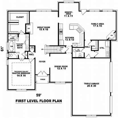 Floorplan 1 for House Plan #053-01122