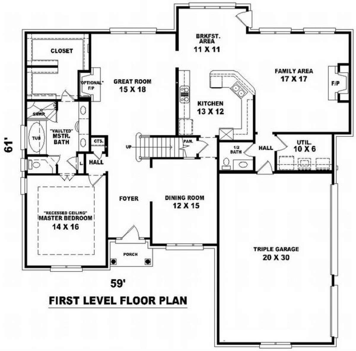 Floorplan 1 for House Plan #053-01123