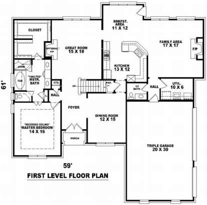 Floorplan 1 for House Plan #053-01124