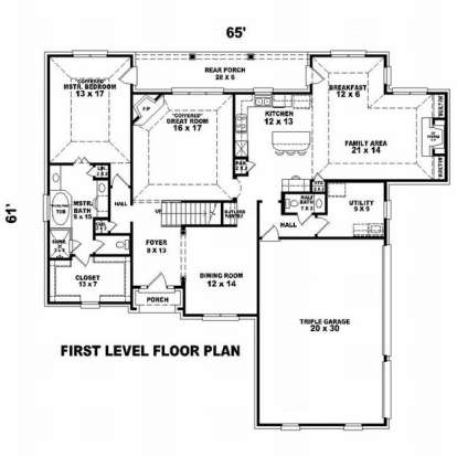 Floorplan 1 for House Plan #053-01126