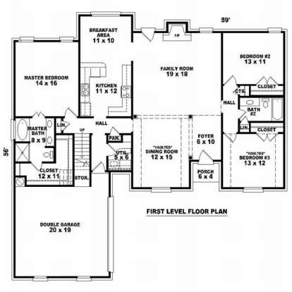 Floorplan 1 for House Plan #053-01134