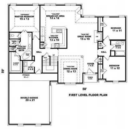 Floorplan 1 for House Plan #053-01136