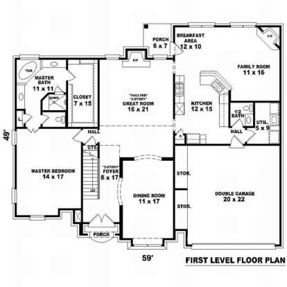 Floorplan 1 for House Plan #053-01140