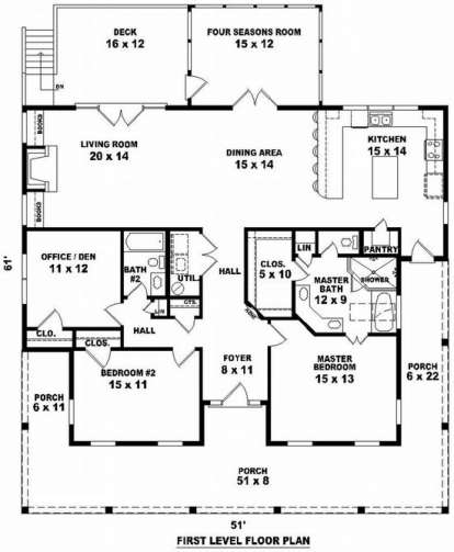 Floorplan 1 for House Plan #053-01152
