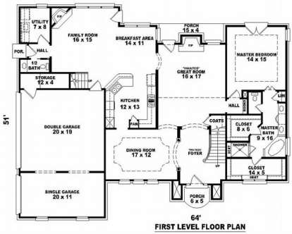 Floorplan 1 for House Plan #053-01153