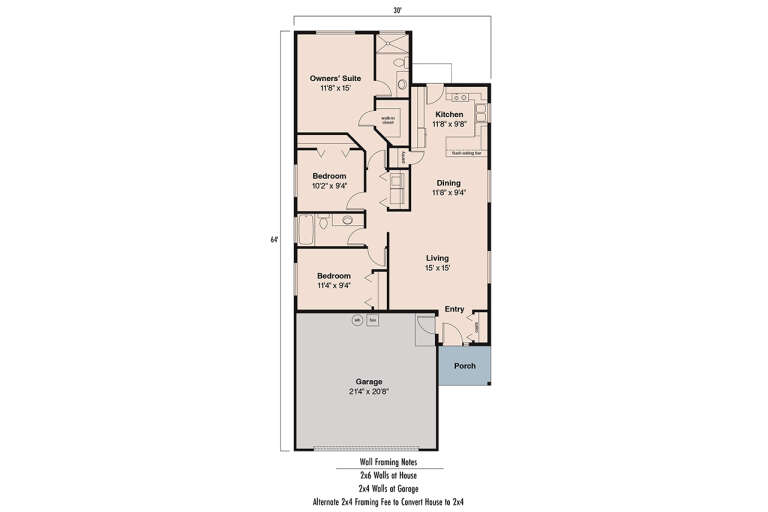House Plan House Plan #864 Drawing 1