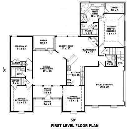 Floorplan 1 for House Plan #053-01164