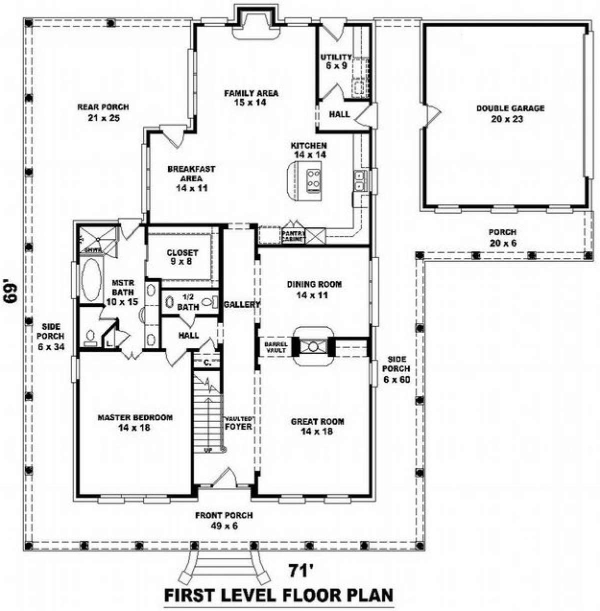 Floorplan 1 for House Plan #053-01172