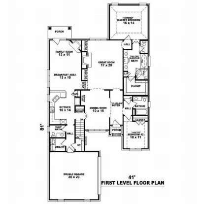 Floorplan 1 for House Plan #053-01179