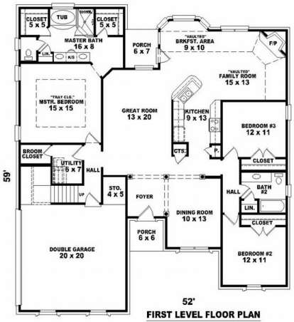 Floorplan 1 for House Plan #053-01186