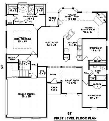 Floorplan 1 for House Plan #053-01187