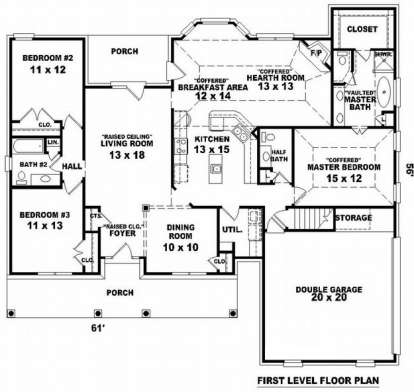 Floorplan 1 for House Plan #053-01199