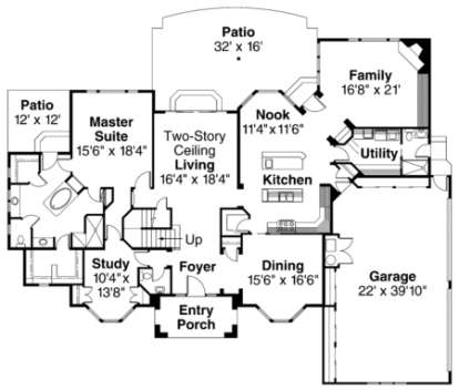 First Floor for House Plan #035-00218