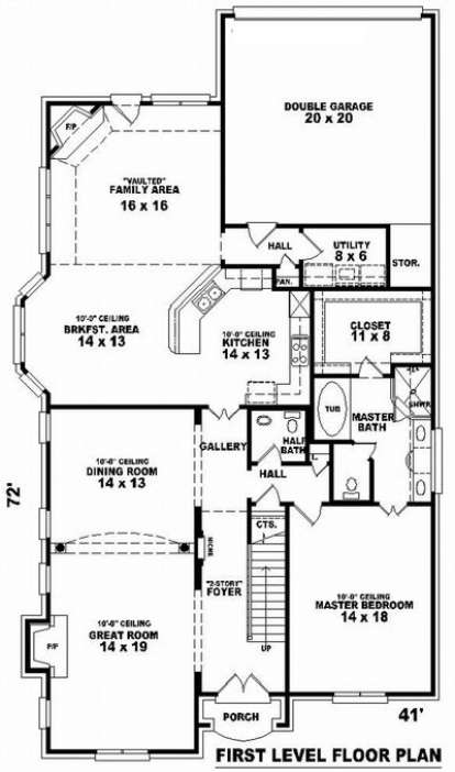 Floorplan 1 for House Plan #053-01210