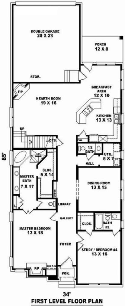 Floorplan 1 for House Plan #053-01211