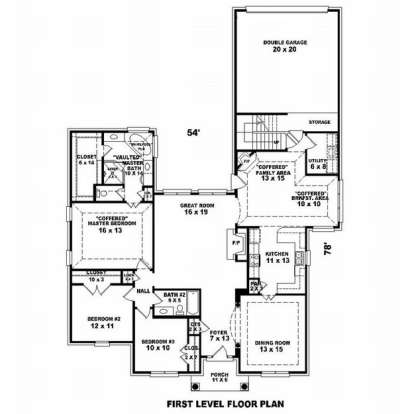 Floorplan 1 for House Plan #053-01212