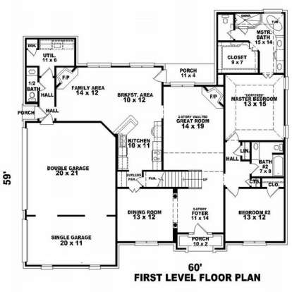 Floorplan 1 for House Plan #053-01214