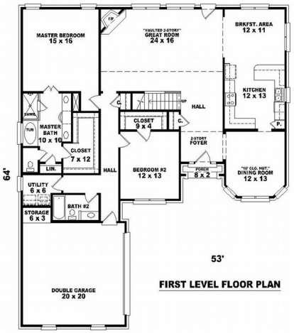 Floorplan 1 for House Plan #053-01218