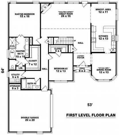 Floorplan 1 for House Plan #053-01219