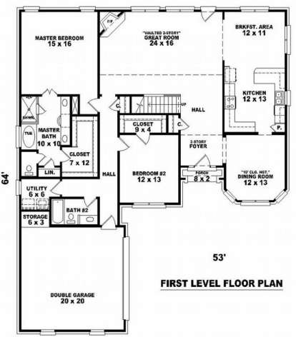 Floorplan 1 for House Plan #053-01220