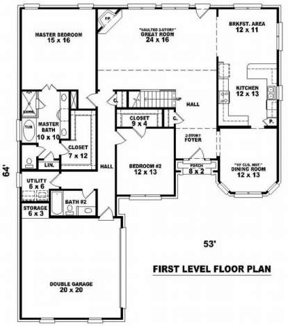 Floorplan 1 for House Plan #053-01221