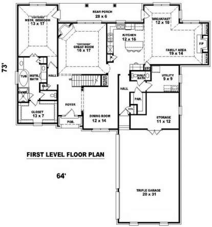 Floorplan 1 for House Plan #053-01227