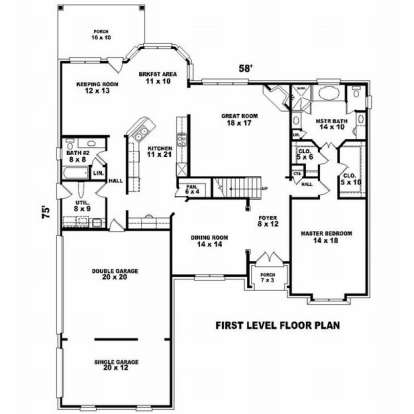 Floorplan 1 for House Plan #053-01228