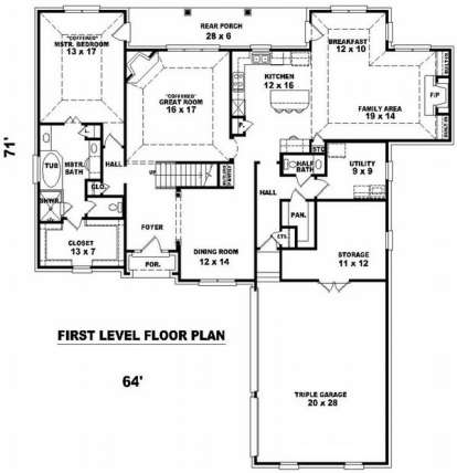 Floorplan 1 for House Plan #053-01231