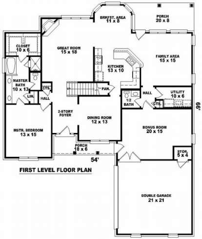 Floorplan 1 for House Plan #053-01234