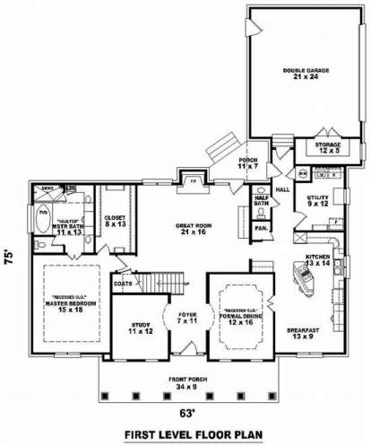 Floorplan 1 for House Plan #053-01237