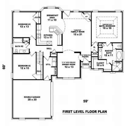 Floorplan 1 for House Plan #053-01247