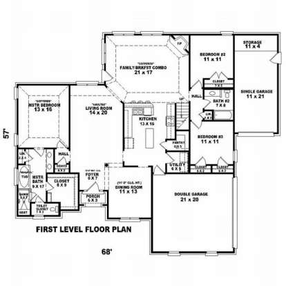 Floorplan 1 for House Plan #053-01252