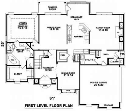 Floorplan 1 for House Plan #053-01257