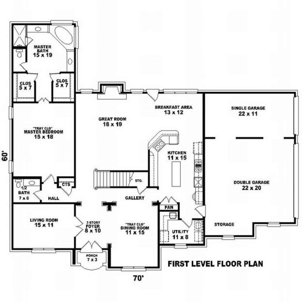 Floorplan 1 for House Plan #053-01264