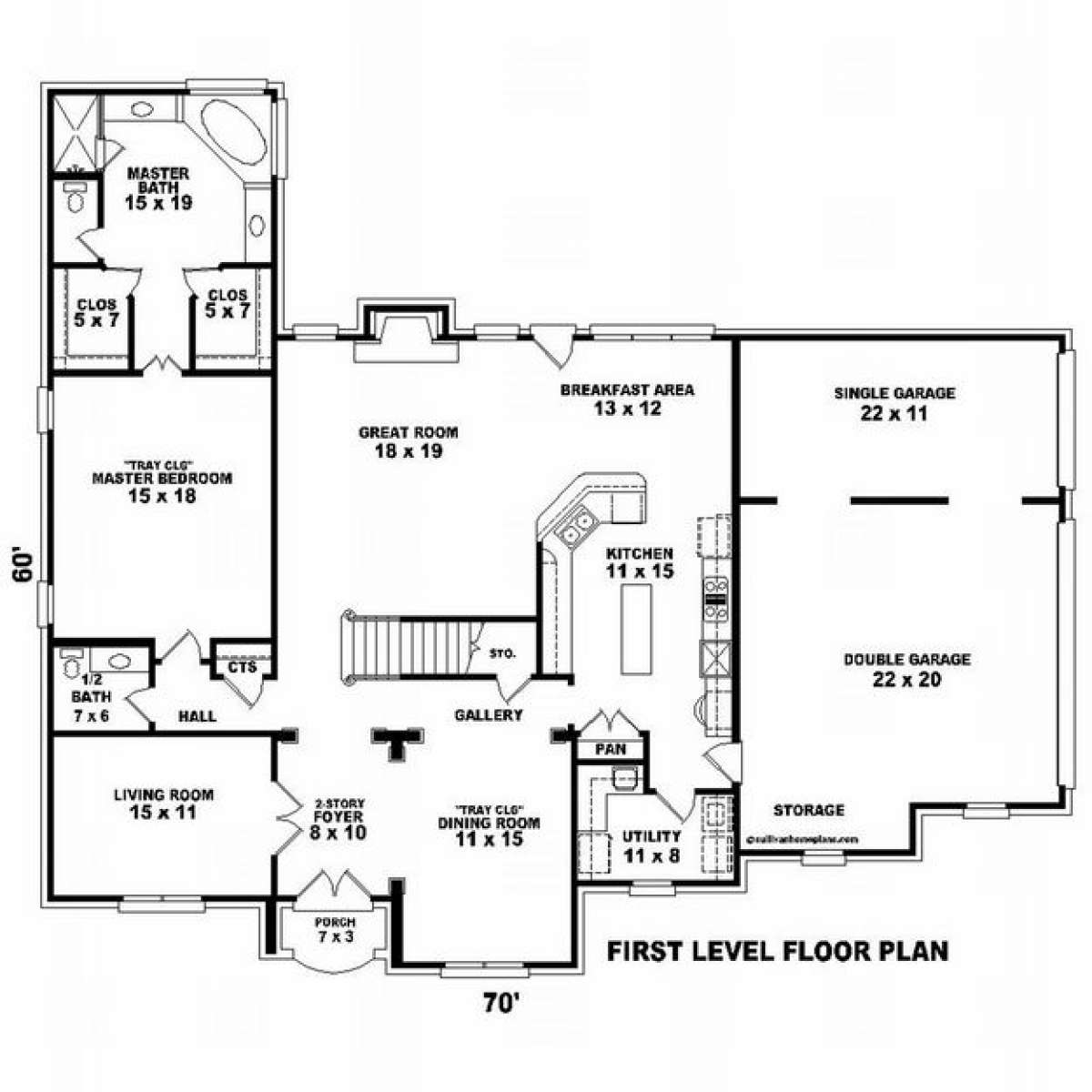 Floorplan 1 for House Plan #053-01265