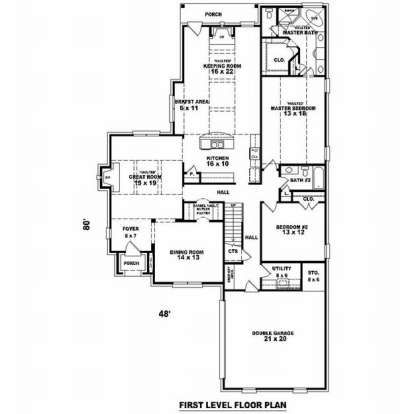 Floorplan 1 for House Plan #053-01270