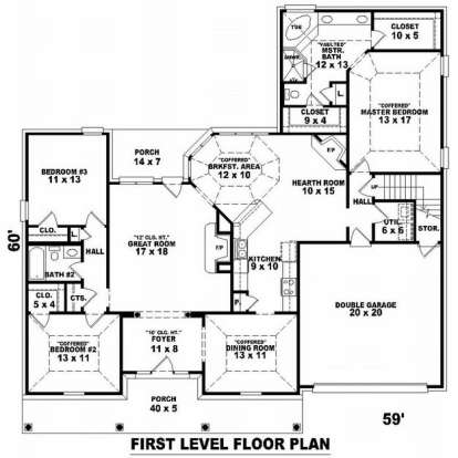 Floorplan 1 for House Plan #053-01281