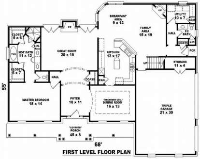 Floorplan 1 for House Plan #053-01282