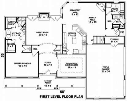 Floorplan 1 for House Plan #053-01282