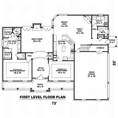 Floorplan 1 for House Plan #053-01283