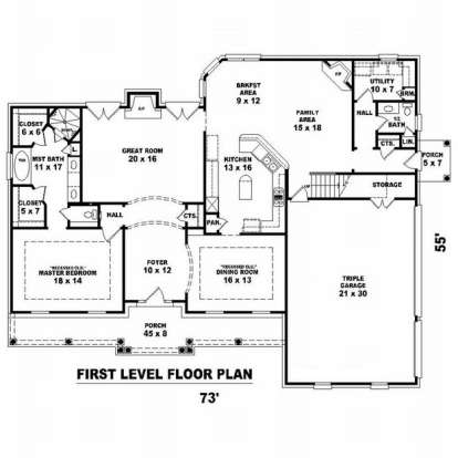 Floorplan 1 for House Plan #053-01284