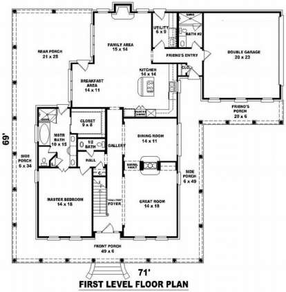 Floorplan 1 for House Plan #053-01296