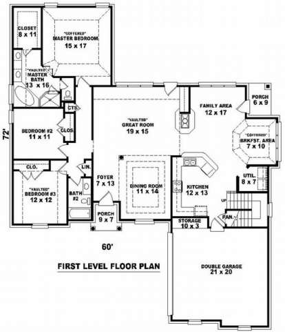 Floorplan 1 for House Plan #053-01300