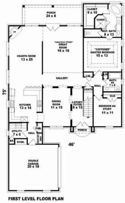 Floorplan 1 for House Plan #053-01302