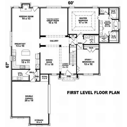 Floorplan 1 for House Plan #053-01303