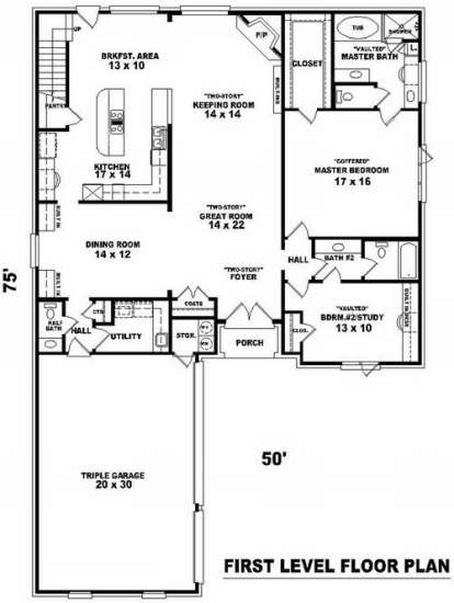 Floorplan 1 for House Plan #053-01304